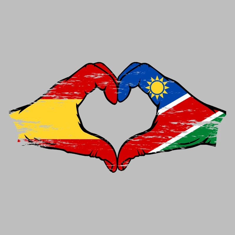 Spain Namibia Flag Hands Heart Shape Used