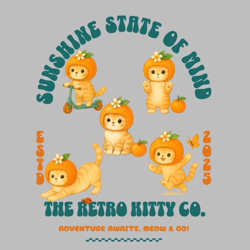 Orange Harlequin Kittens Design and Citrus Pattern