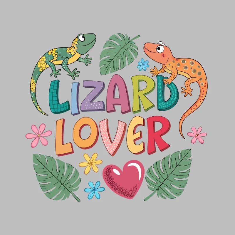 Design de Lizard Lover avec Animaux et Fleurs
