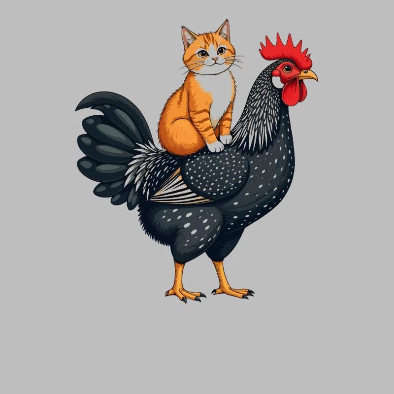 Fantasy Creature Bird Chicken and Cat