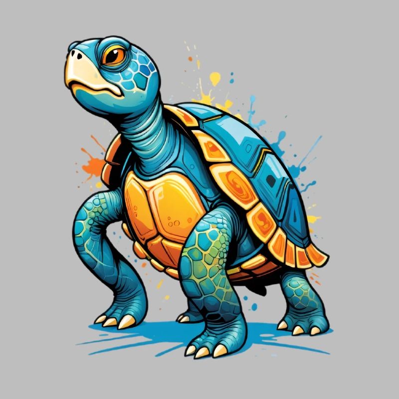 Illustration de tortue colorée avec des éclaboussures
