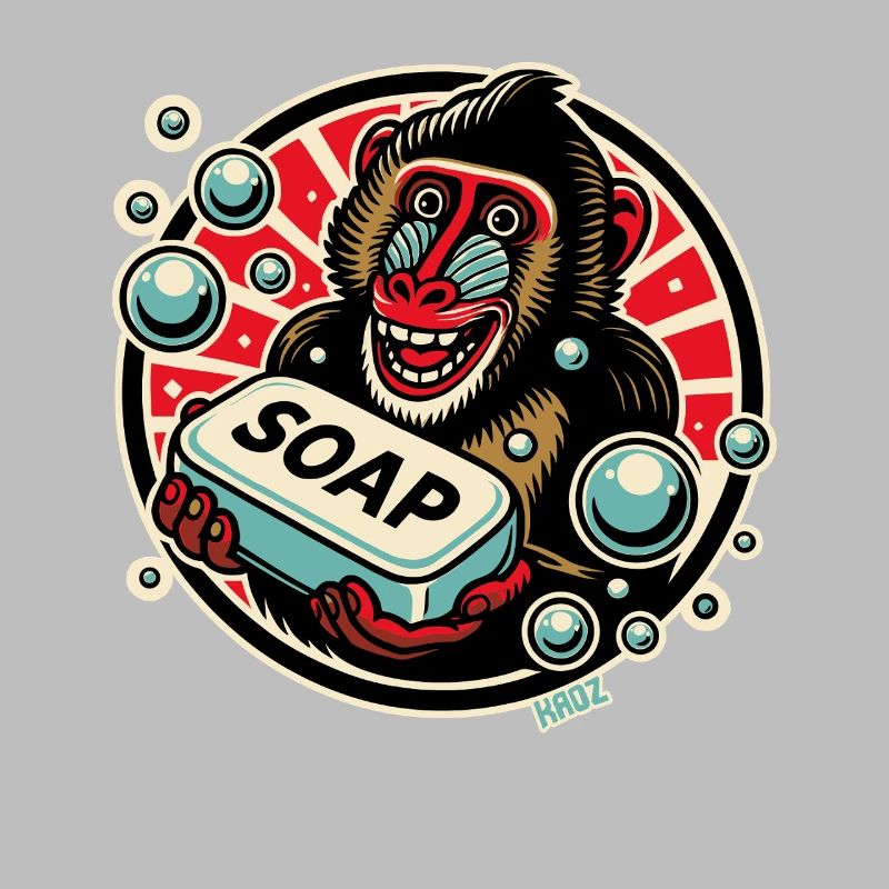 Mandrill Singe avec du savon