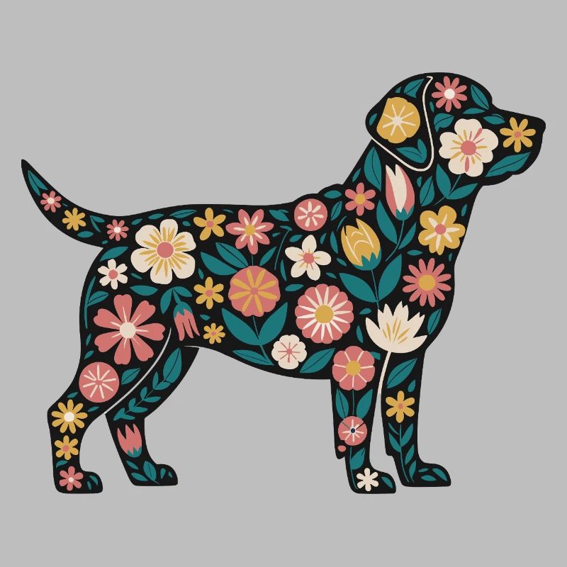 Silhouette de chien fleur