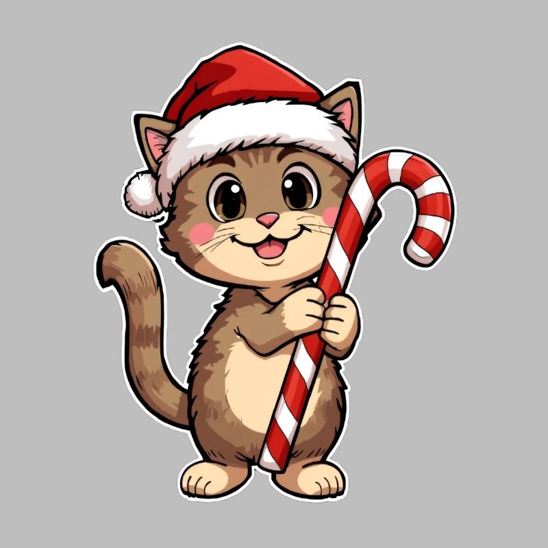 Chat avec de la canne à sucre Plaisir de Noël