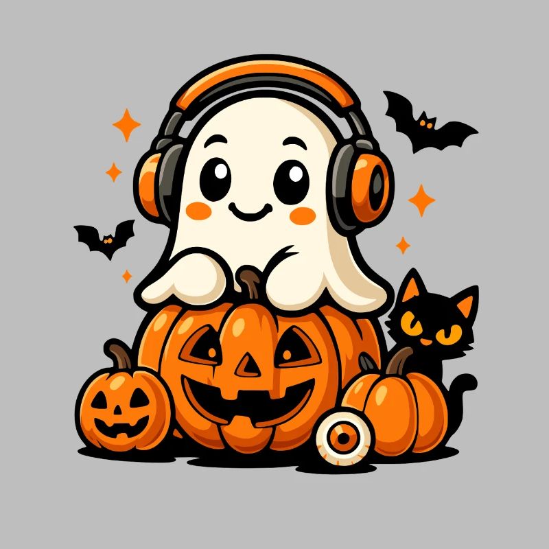 Cute Ghost and Pumpkins