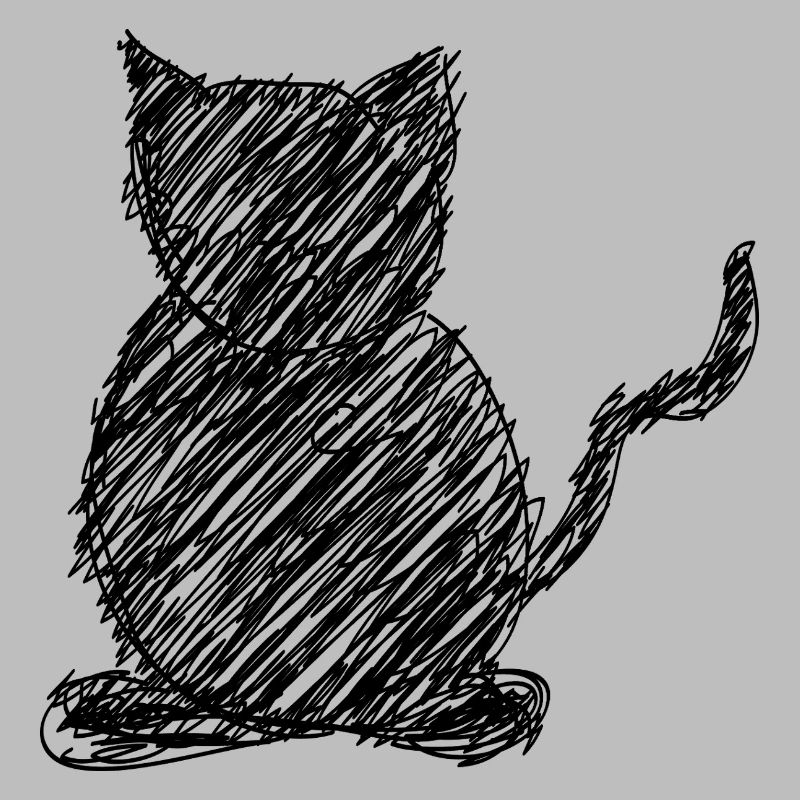Cat Scribble Drawing Animal Gift