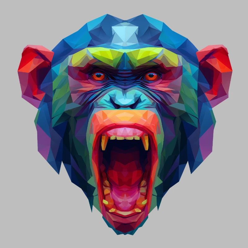 Colorful polygon monkey head