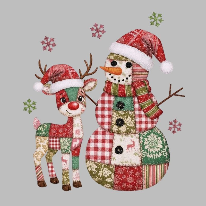 Patchwork Snowman and Reindeer