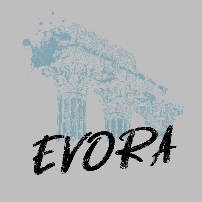 Illustration monochrome du temple romain d’Évora