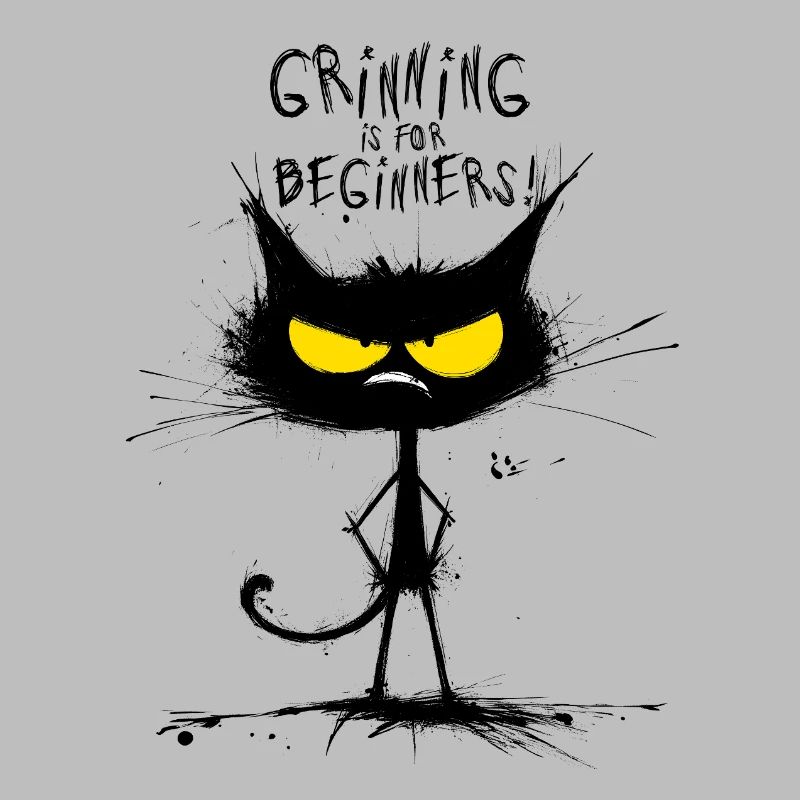 Grumpy Black Cat – Le sourire est pour les débutants