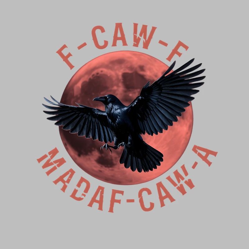 Vol de corbeau devant une lune rouge