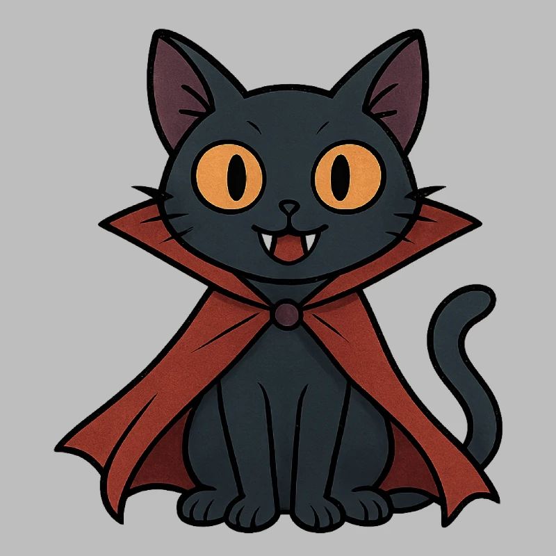 Vampire kitten in cape black cat