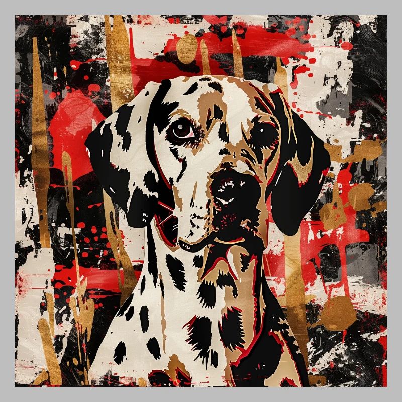 Les dalmatiens dans un jeu abstrait de couleurs