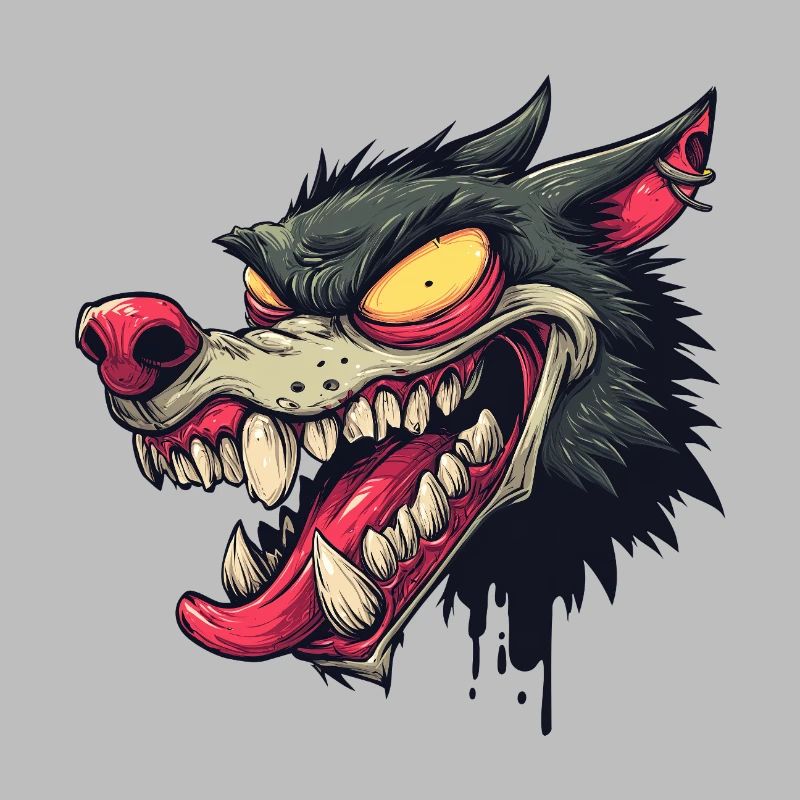 Graffiti féroce tête de loup