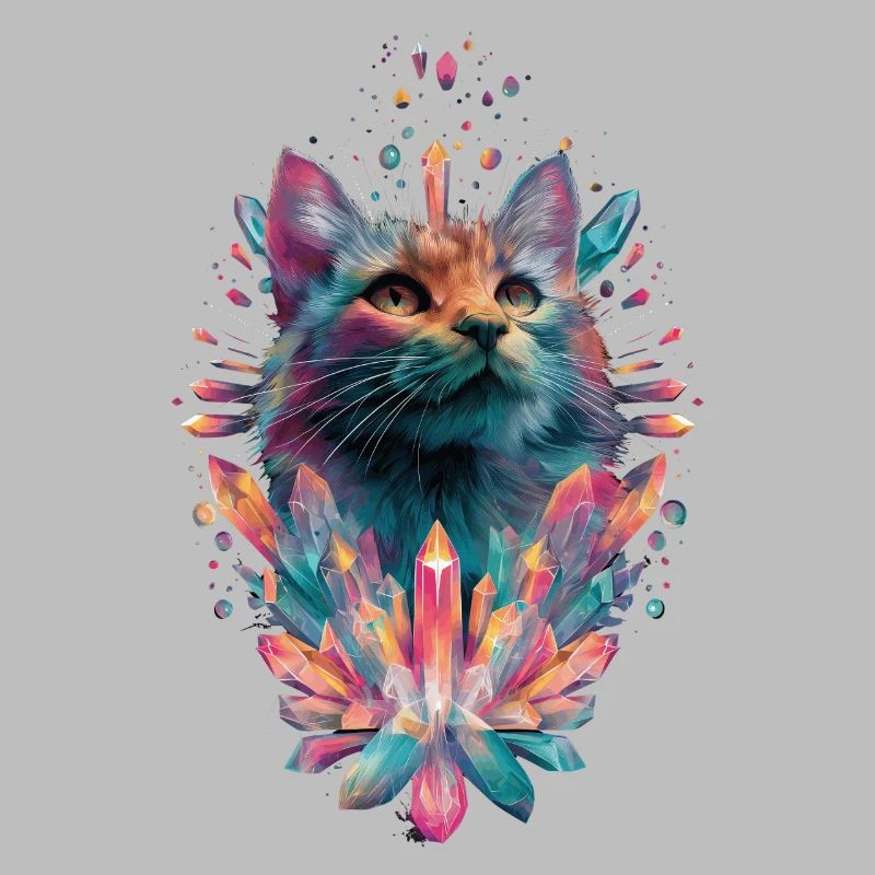 Chat en cristal arc-en-ciel, mignon
