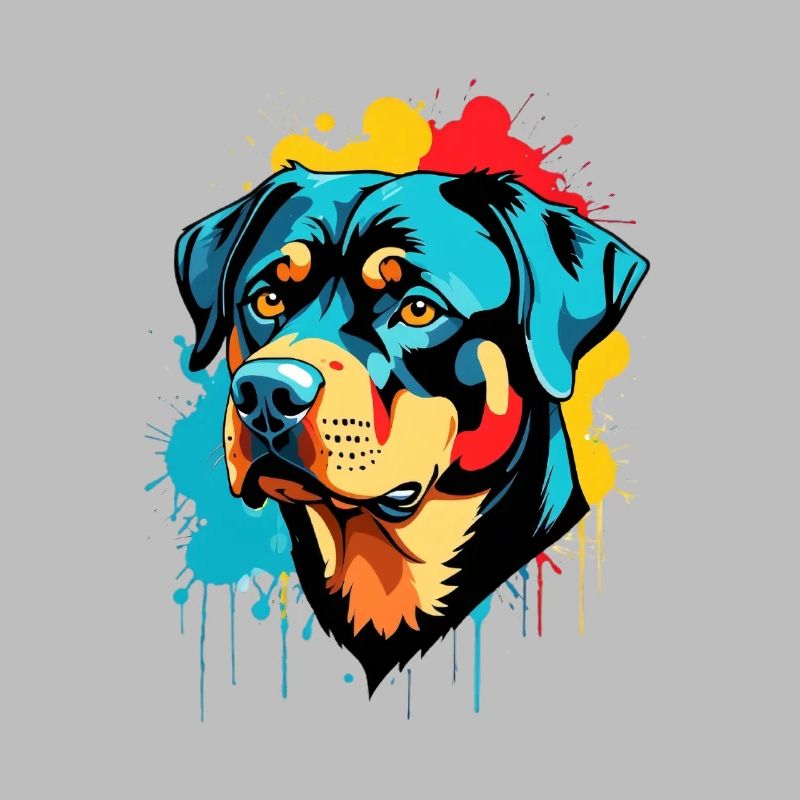 Farbexplosion Hundeporträt Rottweiler
