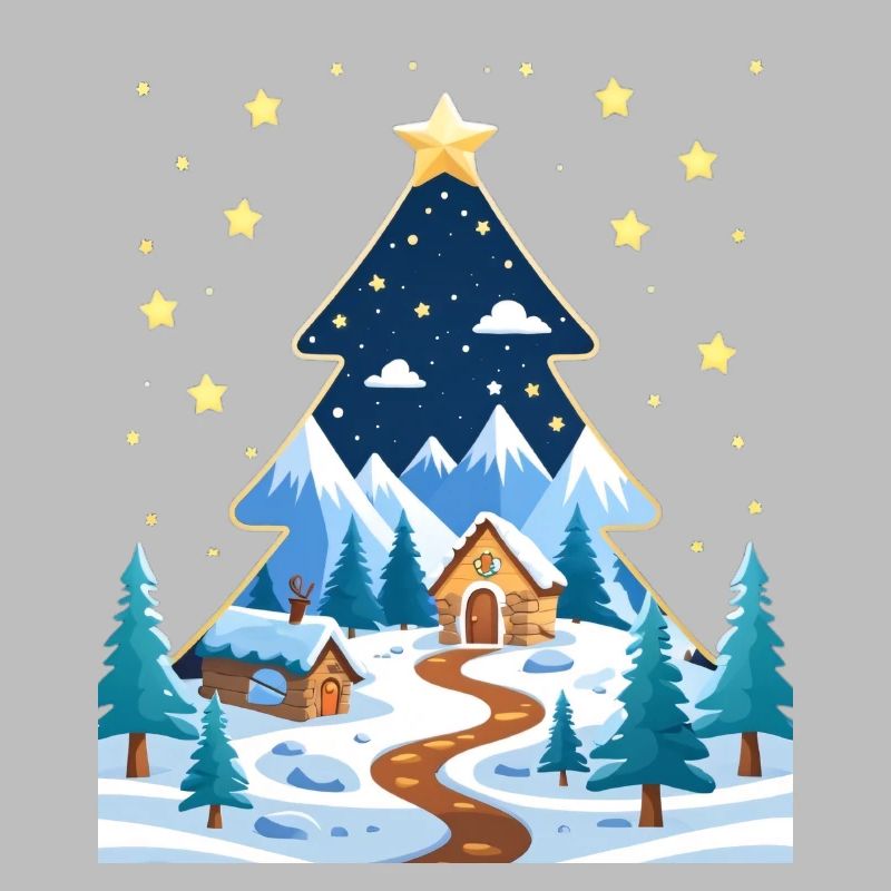 Winter forest in star tree design
