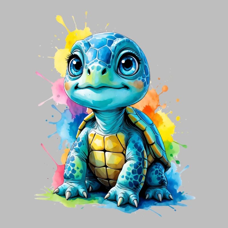 Tortue colorée avec des éclaboussures de peinture