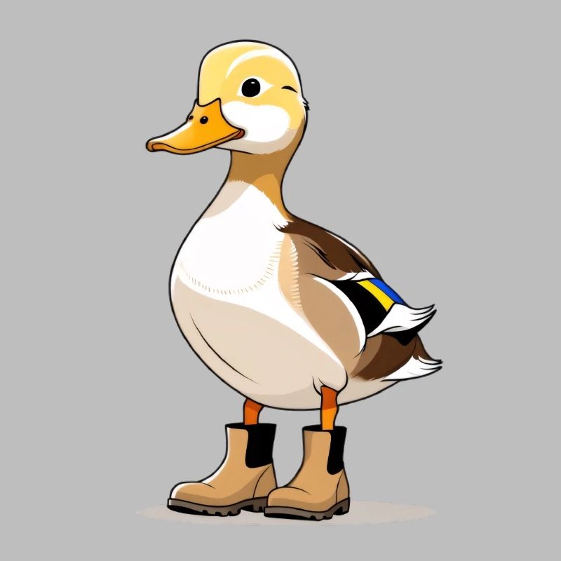 Dessin animé canard dans les bottes
