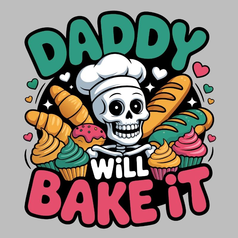 Daddy Will Bake It. Funny Skeleton Baker Design