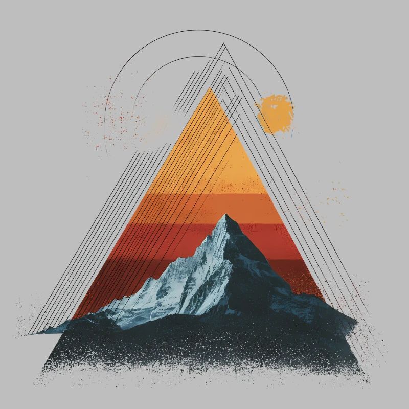 Mountain in Retro Triangle – Geometric Design