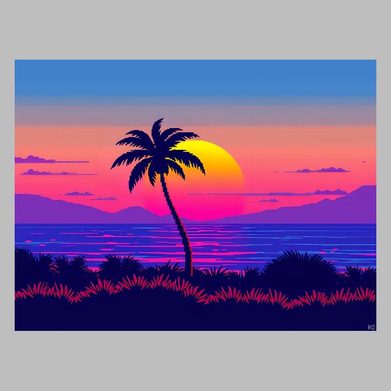 Neon Palm Sunset Gradient
