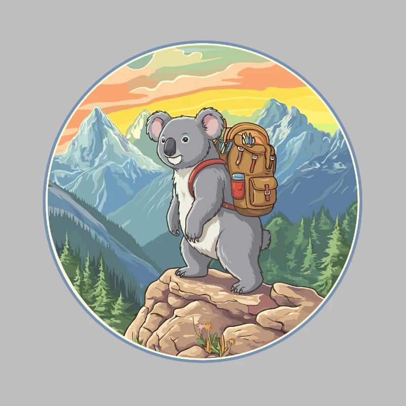 Camping de randonnée de Koala mignon