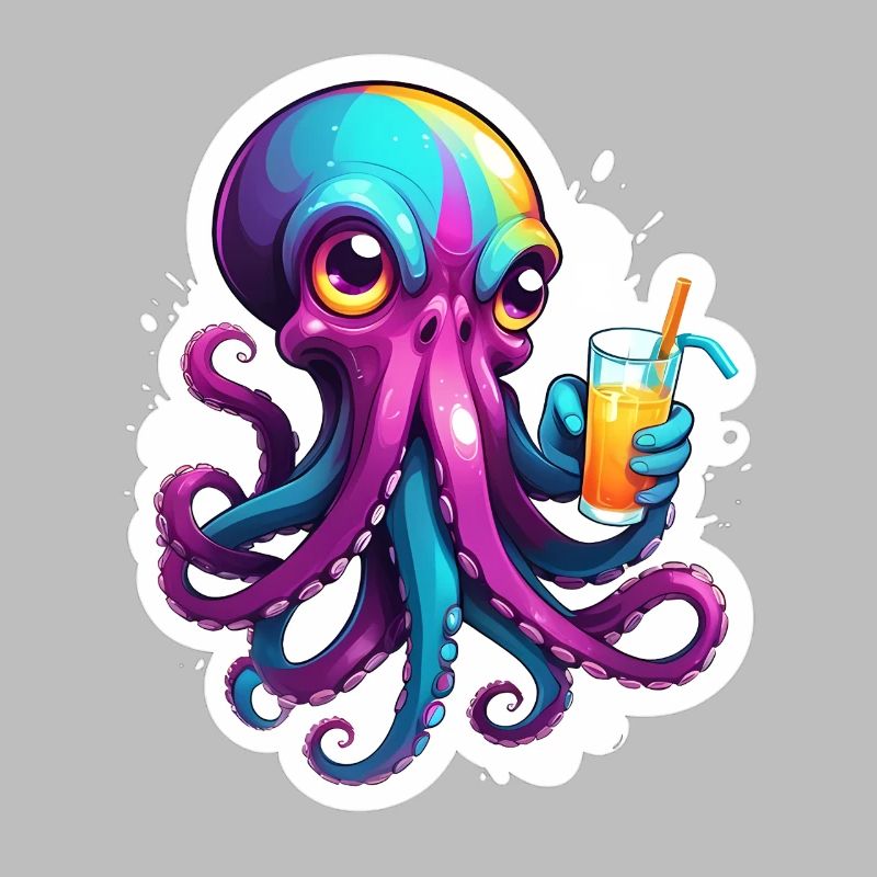 Bunter Oktopus mit Drink