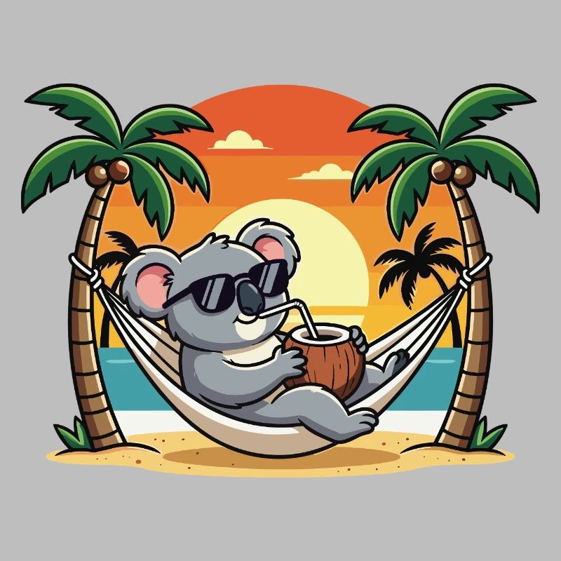 Vacances d’été drôles de koala sur hamac de plage