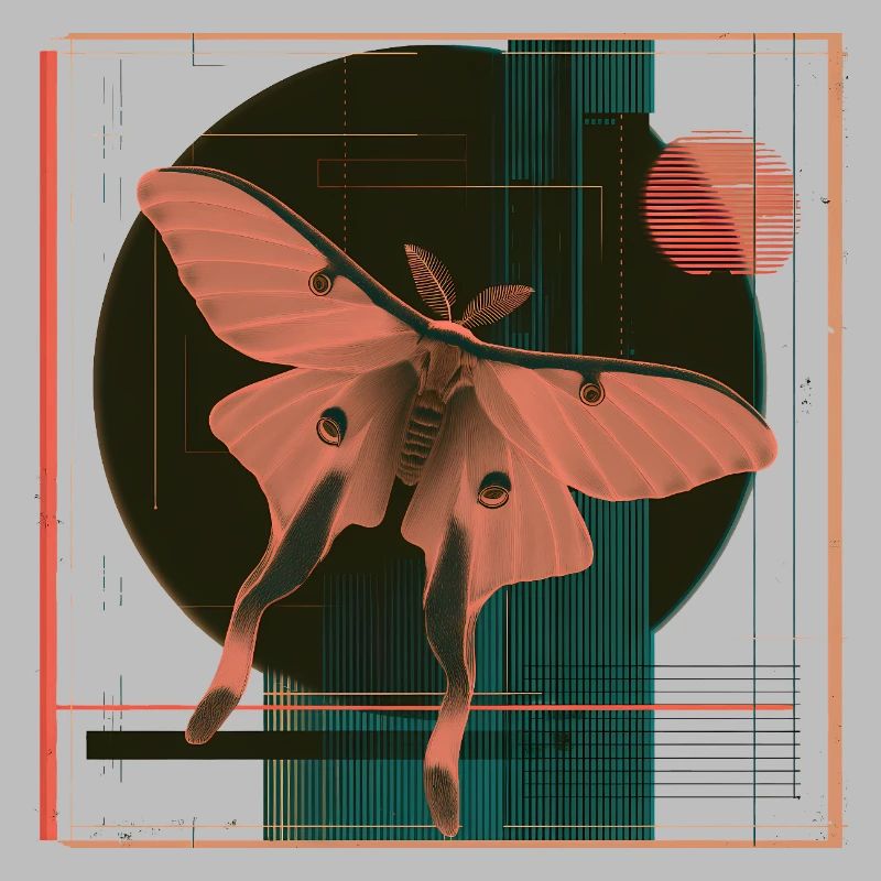 Luna Moth – Design rétro géométrique de papillon de nuit