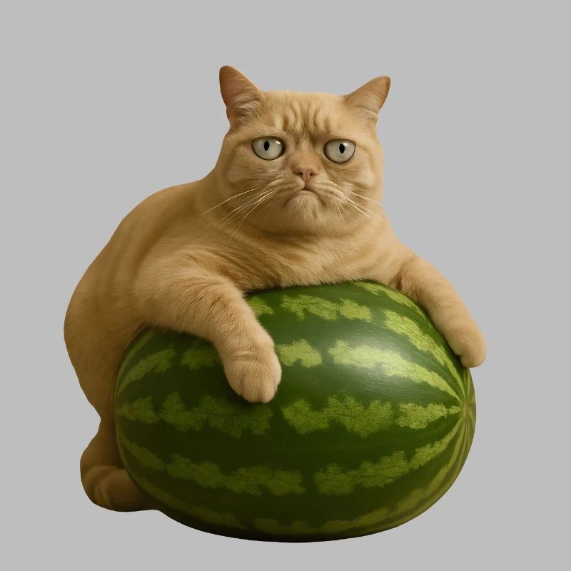 Chat sur pastèque - Mème drôle de chat