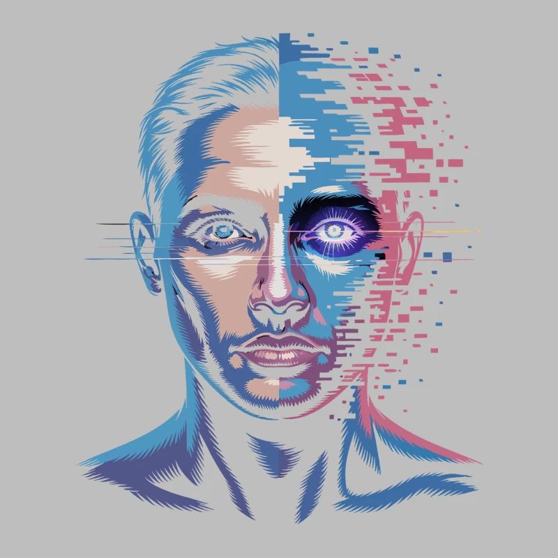 Humain numérique avec effet de glitch