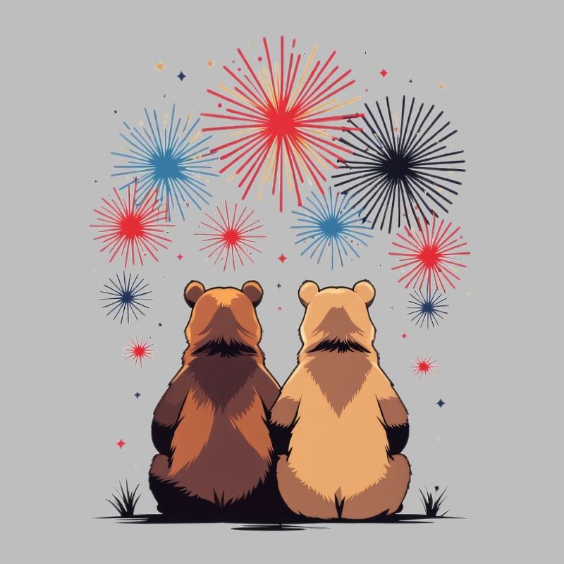 Two bears at the fireworks