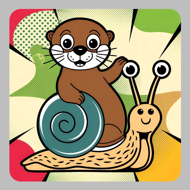 Otter on Snail – Pop Art