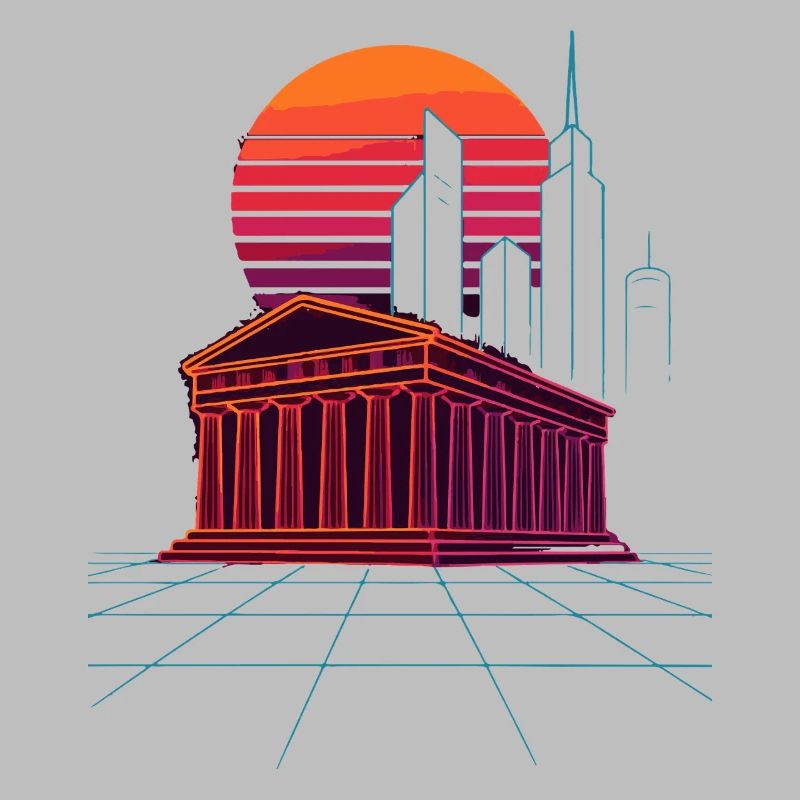 Neon Skyline Meets Ancient Columns - Athens