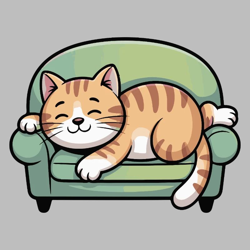 Sleeping cat on sofa