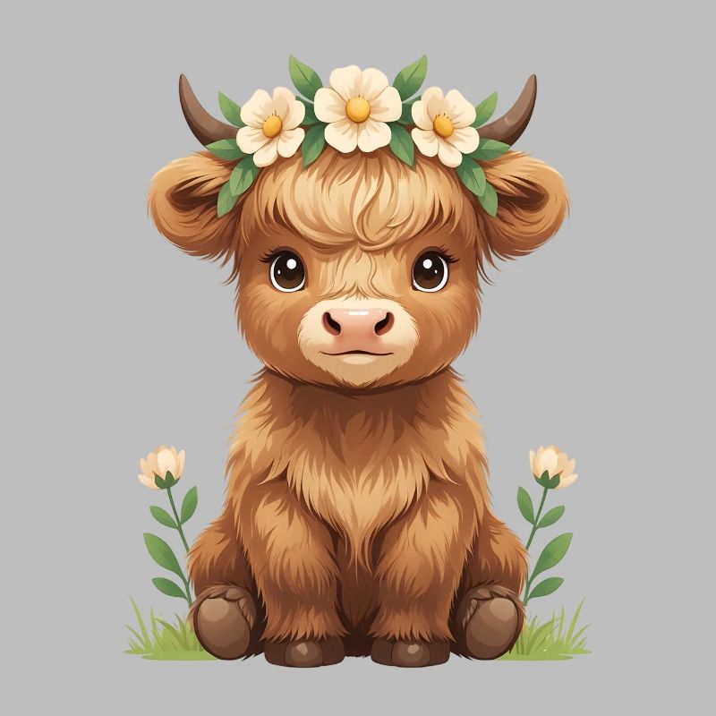 Veau de vache dans une couronne de fleurs