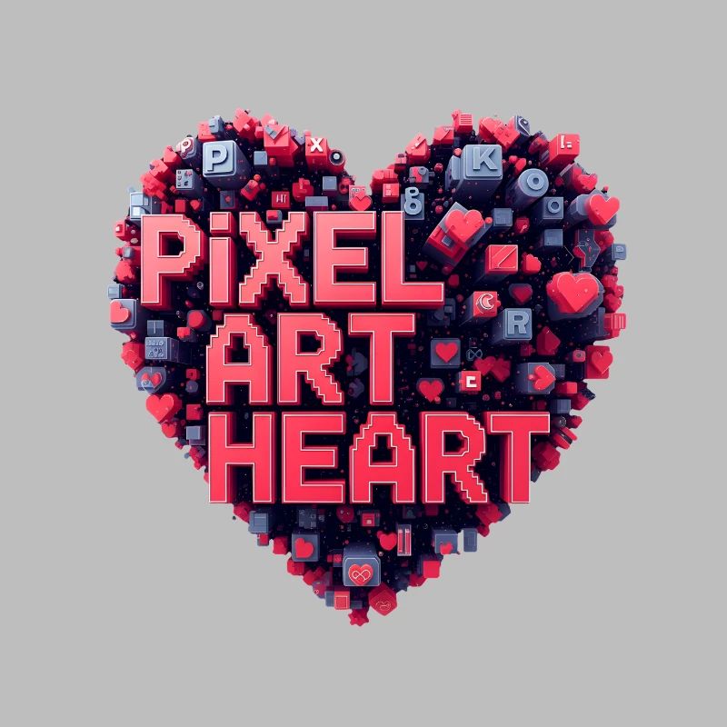 Collage de cœurs en pixel art