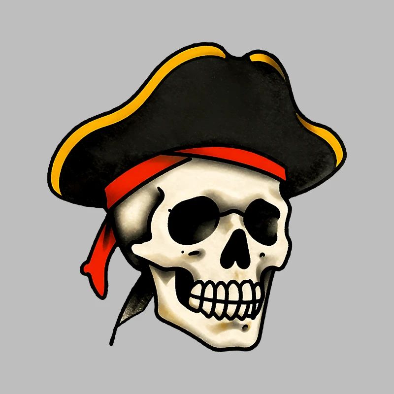 Crâne de pirate tatoué classique