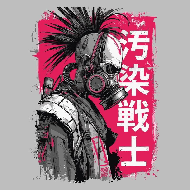 Punk warrior with characters