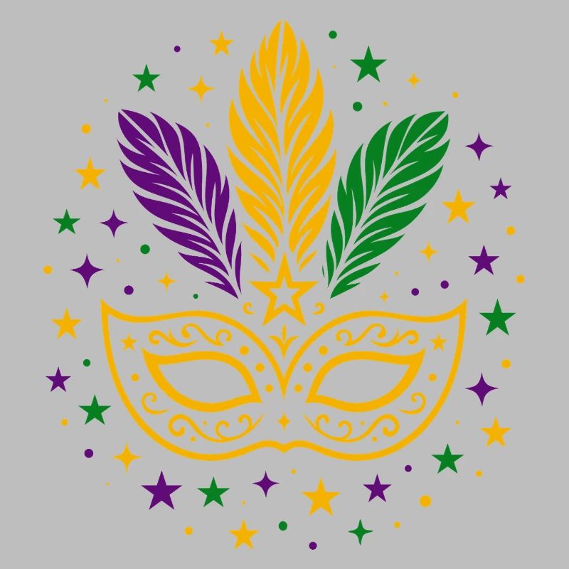 Masque de carnaval avec plumes et étoiles