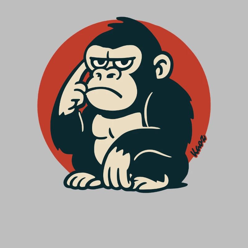 Pensive Monkey in Retro Style