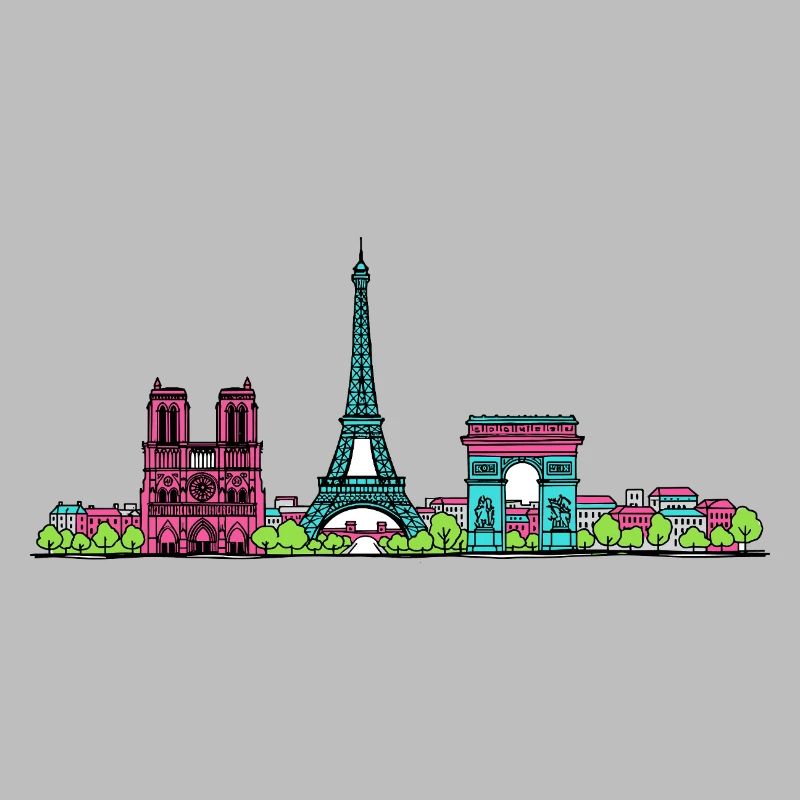 Skyline de la tour Eiffel de Paris Modern line art