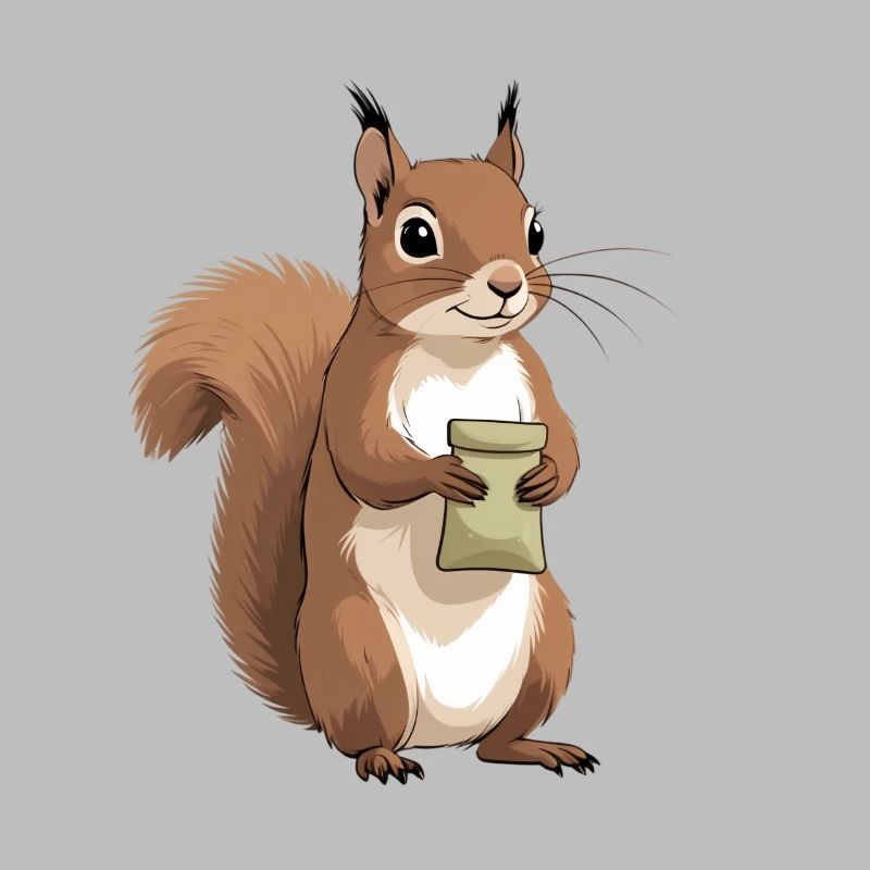 Eichhörnchen mit Beutel