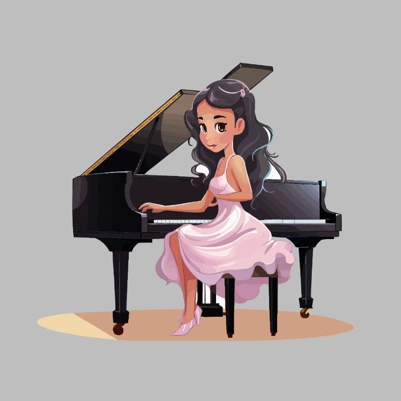 Diva du piano en robe rose
