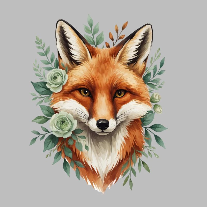 Renard dans une couronne de fleurs