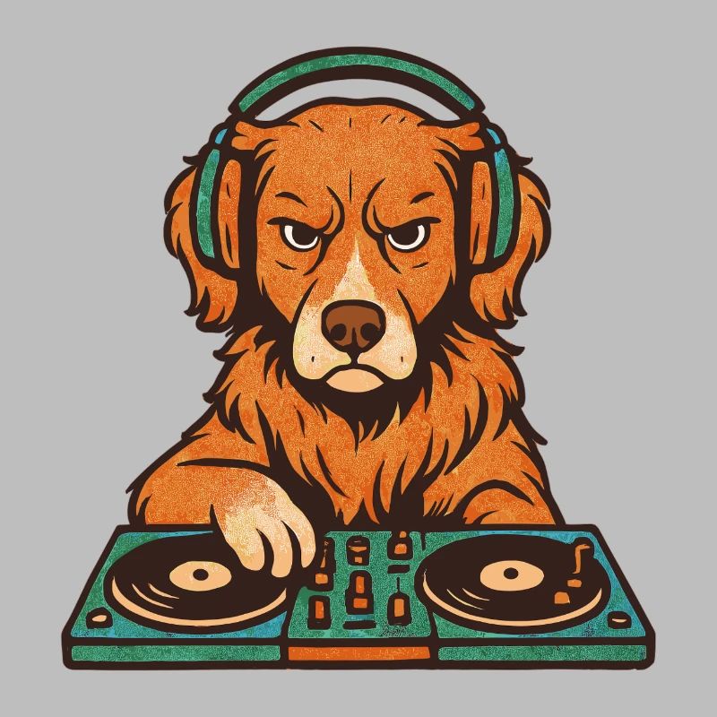 DJ Great Retriever dans le style rétro vinyle