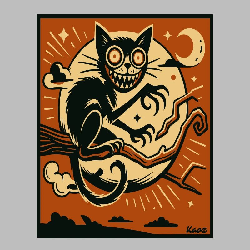 Démon Chat de la Lune dans la Lune d’Automne