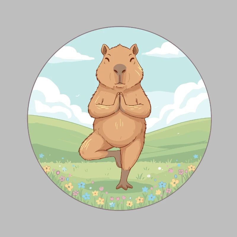 Yoga Capybara Rodent Doing Tree Pose