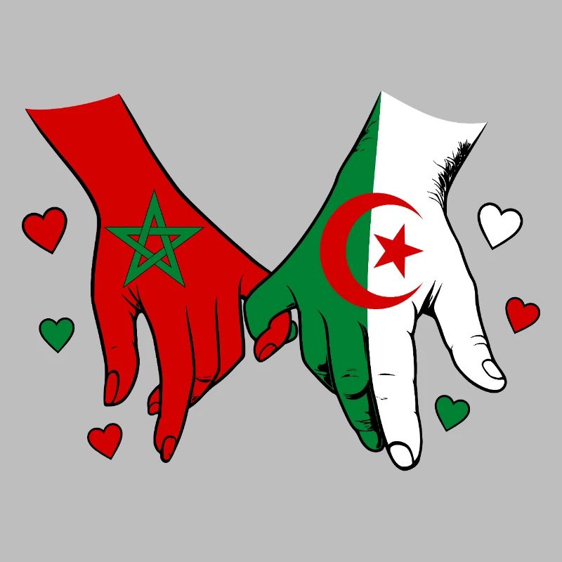 Mains du Maroc et des drapeaux Algériens